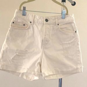 Zara high rise white denim shorts